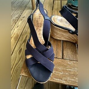 Merona Strappy Navy Blue Wedge (9)